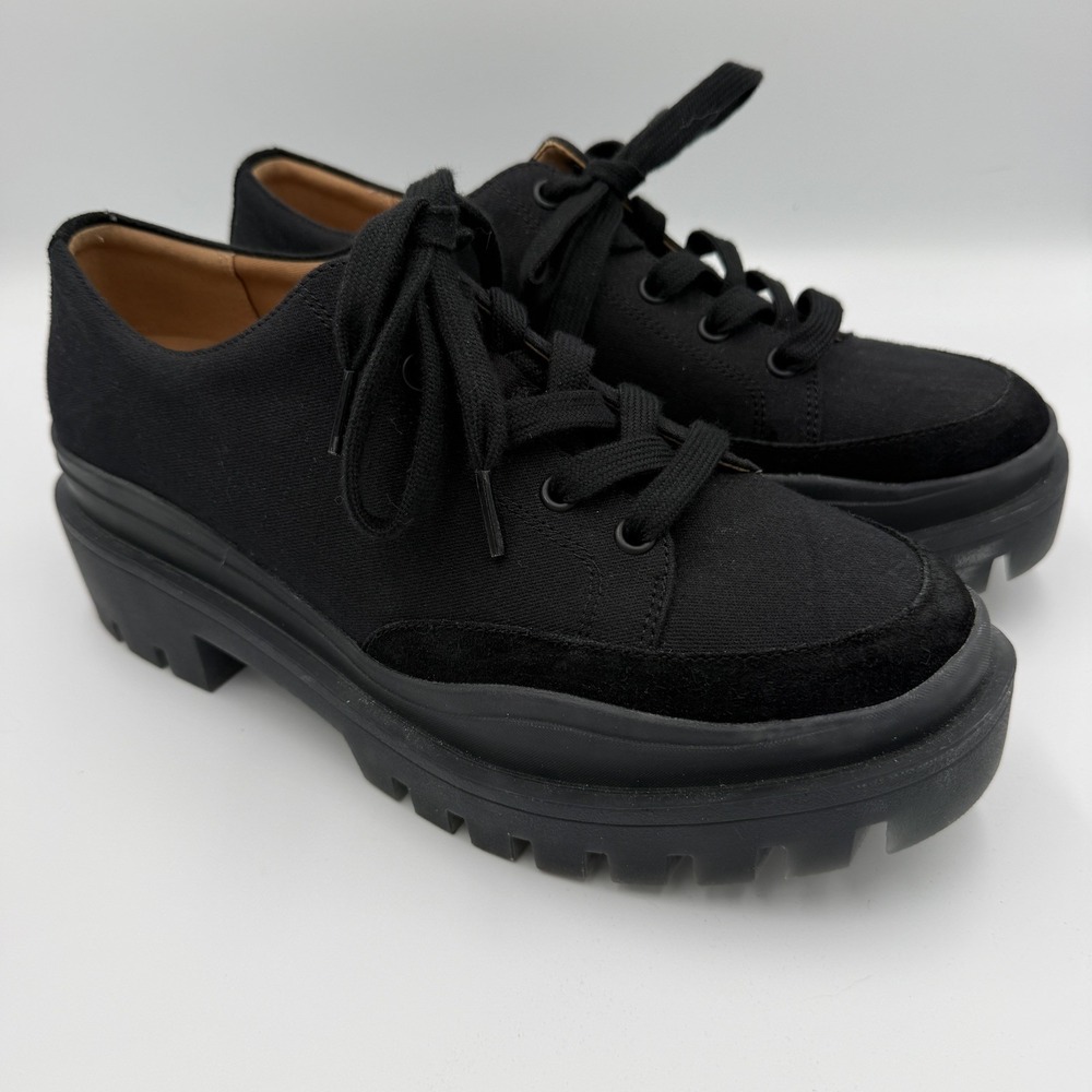 VIONIC Ezrie Black Platform Chunky Lug Sole Comfort Lace Up Shoes Womens 9 Goth